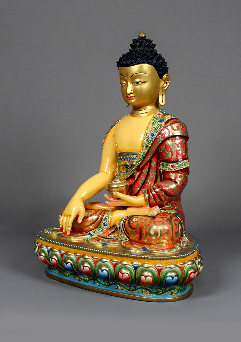 Masterpiece  Gilted Hand Painted  Shakyamuni Buddha Statue 14"
