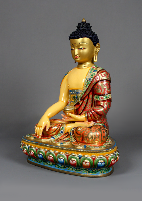 Masterpiece  Gilted Hand Painted  Shakyamuni Buddha Statue 14"