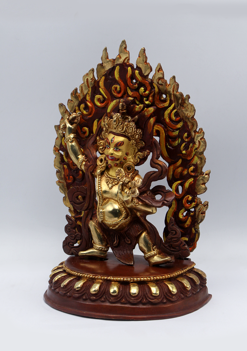 Copper Partly Gold Plated Vajrapani Statue 8.5"H