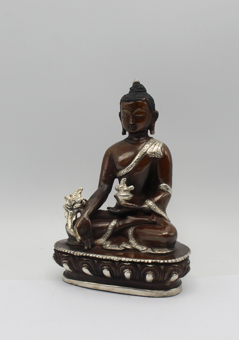Copper Medicine Buddha Statue 5" H