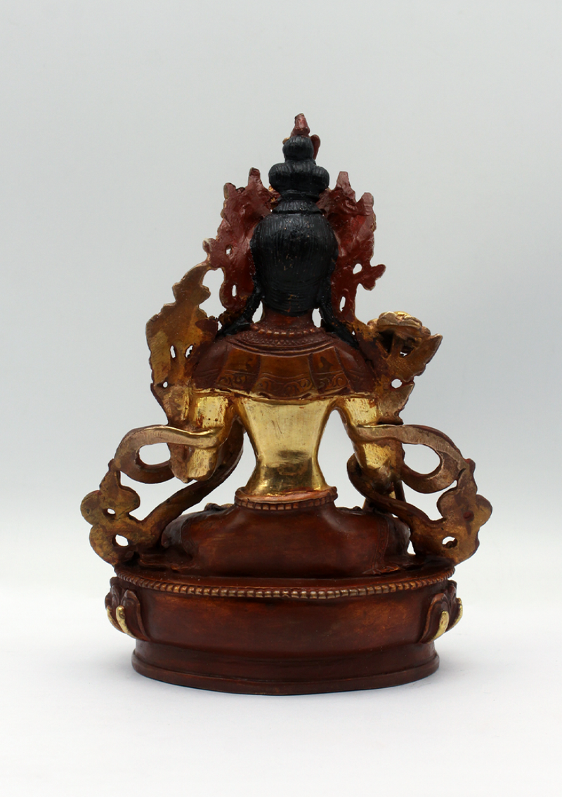 Partly Gold Plated White Tara Statue 6.5"H
