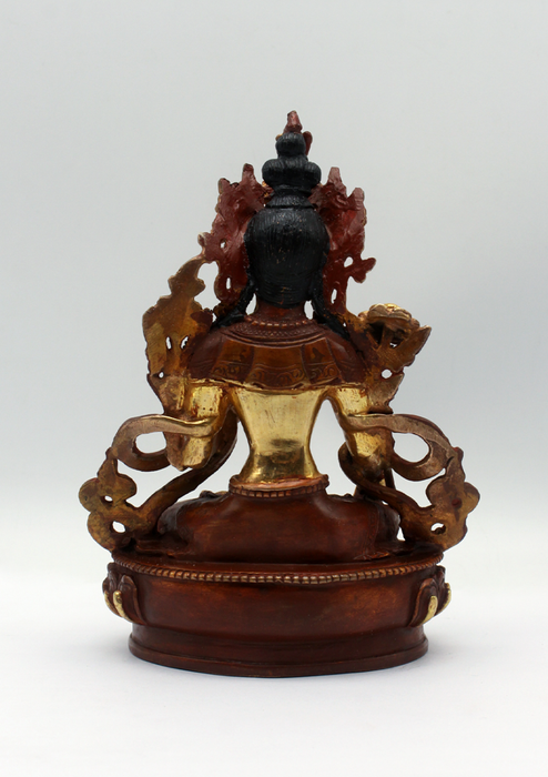 Partly Gold Plated White Tara Statue 6.5"H