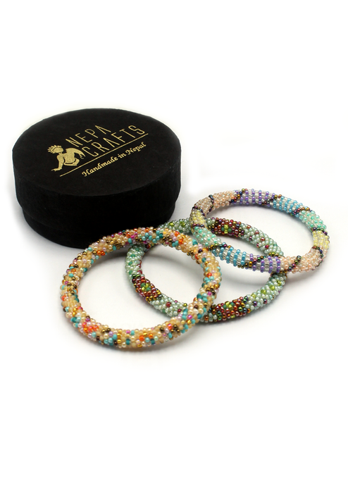 Pumori Roll Beads Bracelet Gift Set of 3 in Eco-Friendly  Jewelry Box