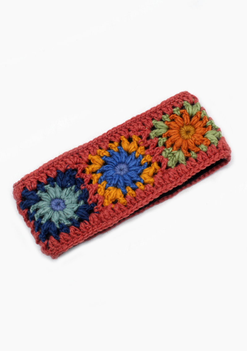 Handknitted Crochet  Winer Sherpa Flower Headband