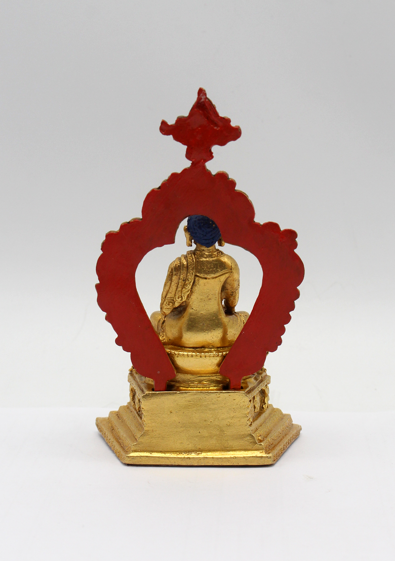 Gold Plated Shakyamuni Buddha Statue with Base 3.9 Inch