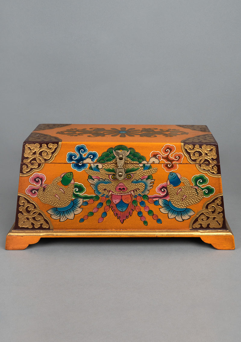Handpainted Tibetan Cheppu Wooden Altar Box