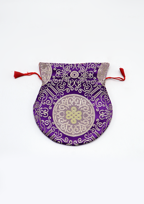 Endless Knot Brocade Drawstring Multicolor Mala Bag Pouch