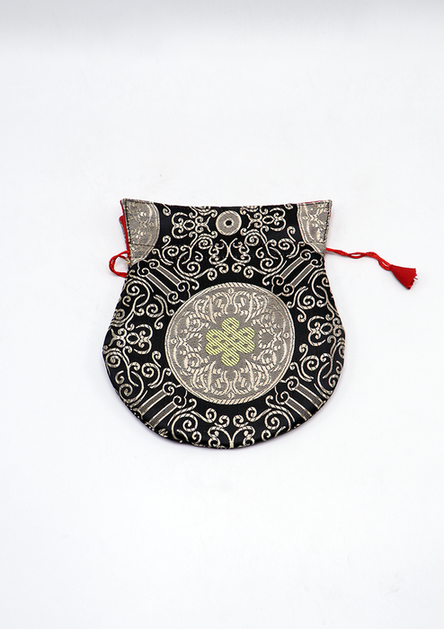 Endless Knot Brocade Drawstring Multicolor Mala Bag Pouch