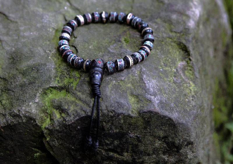 Black Bone Inlaid Wrist Mala