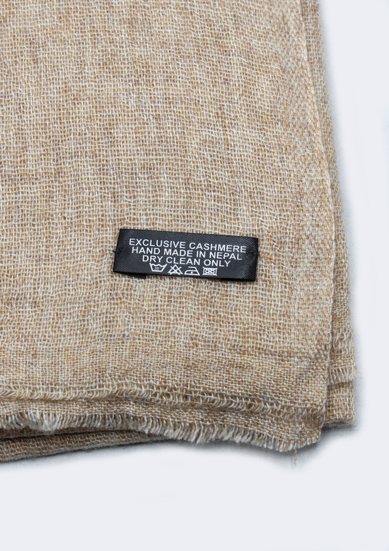 Cream Gray Mix Wool Cashmere Shawl