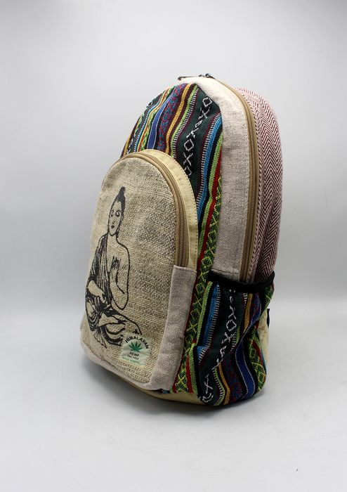 Buddha Printed Cotton Mixed Hemp Backpack
