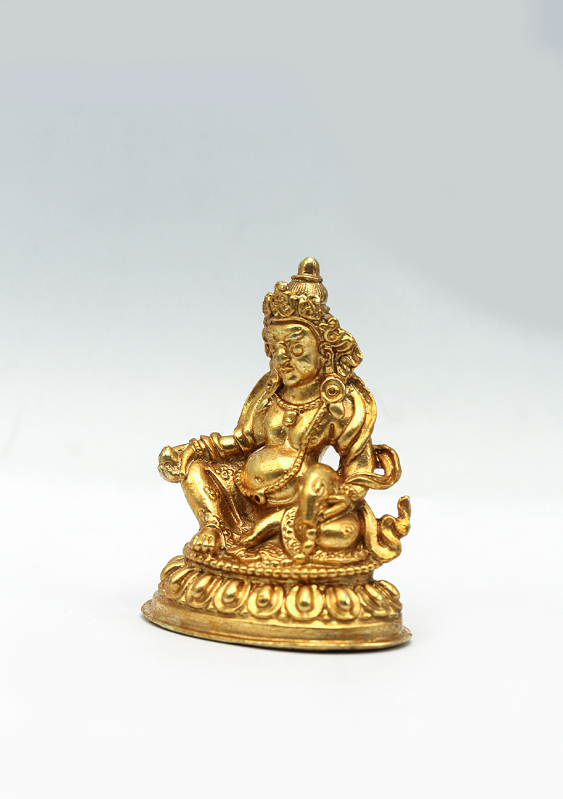 Gold Electroplated Tiny Zambala Statue 2"H