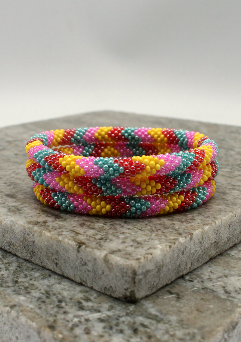 Four Colors Summer Blue   Roll on Beads Bracelet