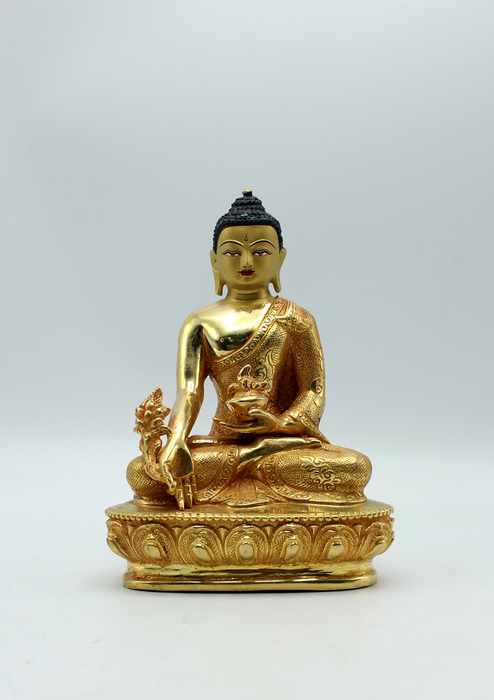 Full Gold Plated Copper Medicine Buddha Statue