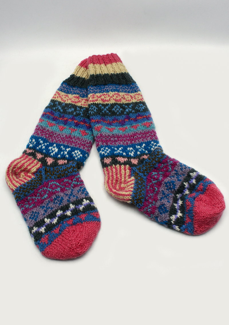 Handknitted Multicolor Woolen Knee High Socks