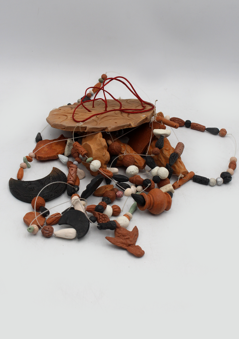 Handcrafted  Bhaktapur Ceramic Wind Chimes- Heart and Fish