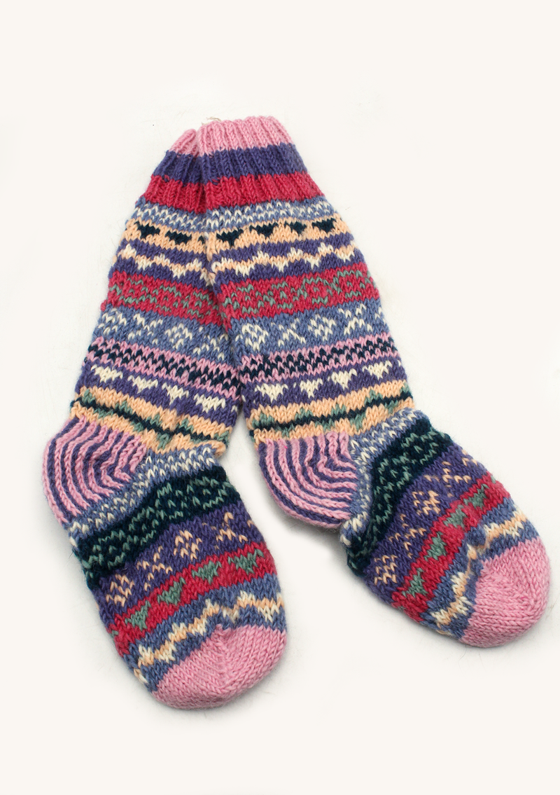 Handknitted Multicolor Woolen Knee High Socks
