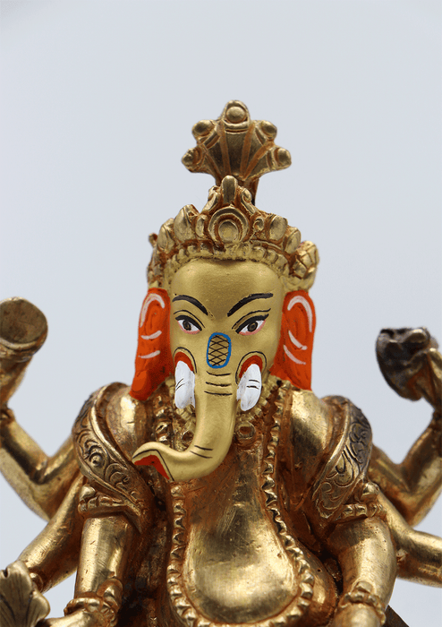 Partly Gold Plated Dancing Ganesha Statue 5.5" High SS-ST130