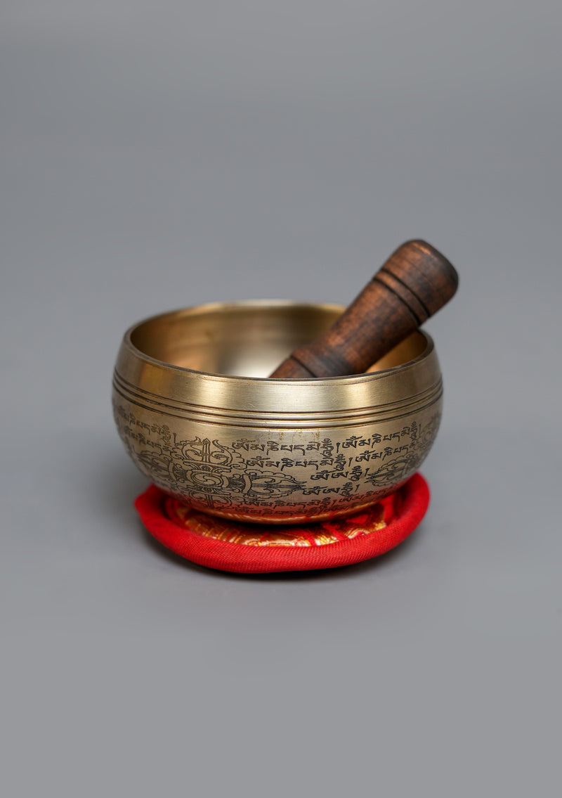 Tibetan Yin Yang Tree of Life Etched Singing Bowl