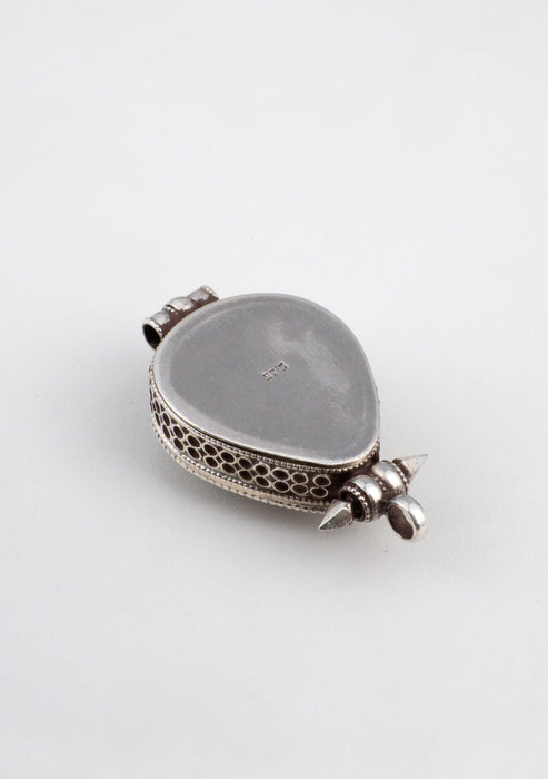 925 Silver Tibetan Ghau with Turquoise Stone Inlay