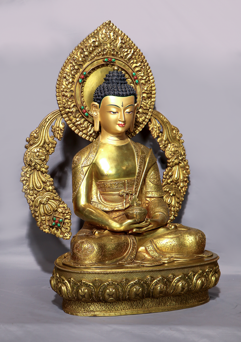 Mastercrafted  24 K Gold Gilded  Amitabha Buddha Statue 25.5"H