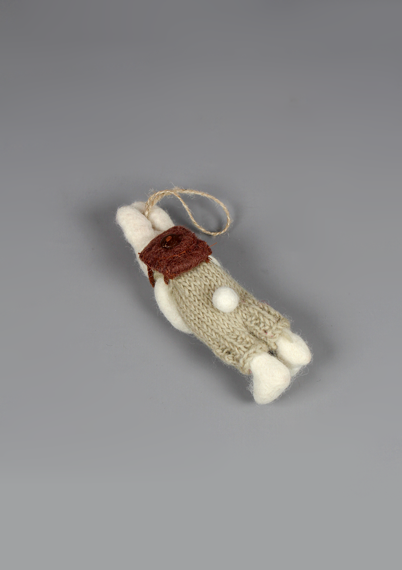 Felt Rabbit Hanging Decoration with Knitted Outfit, Book & School Bag – Fair Trade Handmade