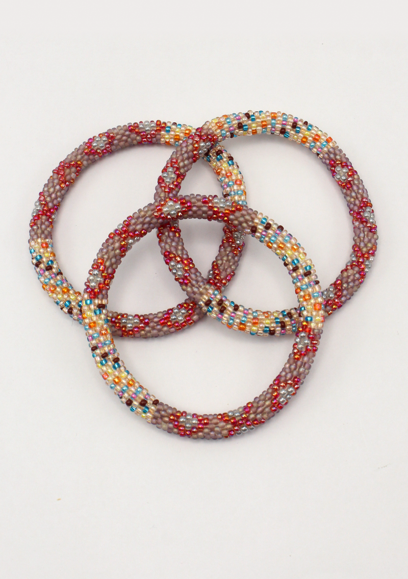 Tribal Red Roll on Beads Bracelet