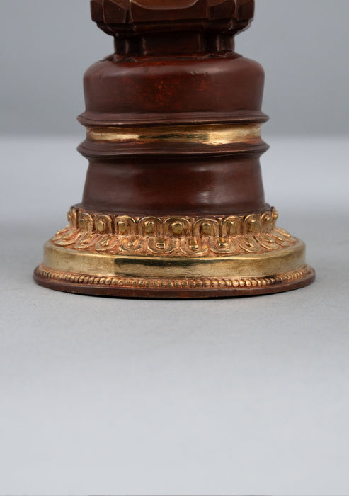 Partly Gold Plated Tibetan Chorten 7.5" H