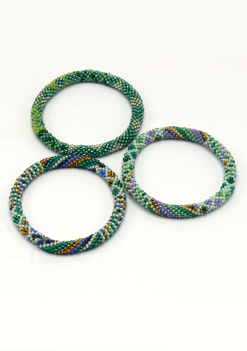 Meera Peak Roll on Beads Bracelet Gift Set of 3 in Eco-Friendly Jewelry Box