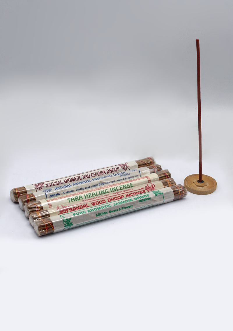 Set of 5 Natural Aromatic Incense Sticks with Wooden Holder