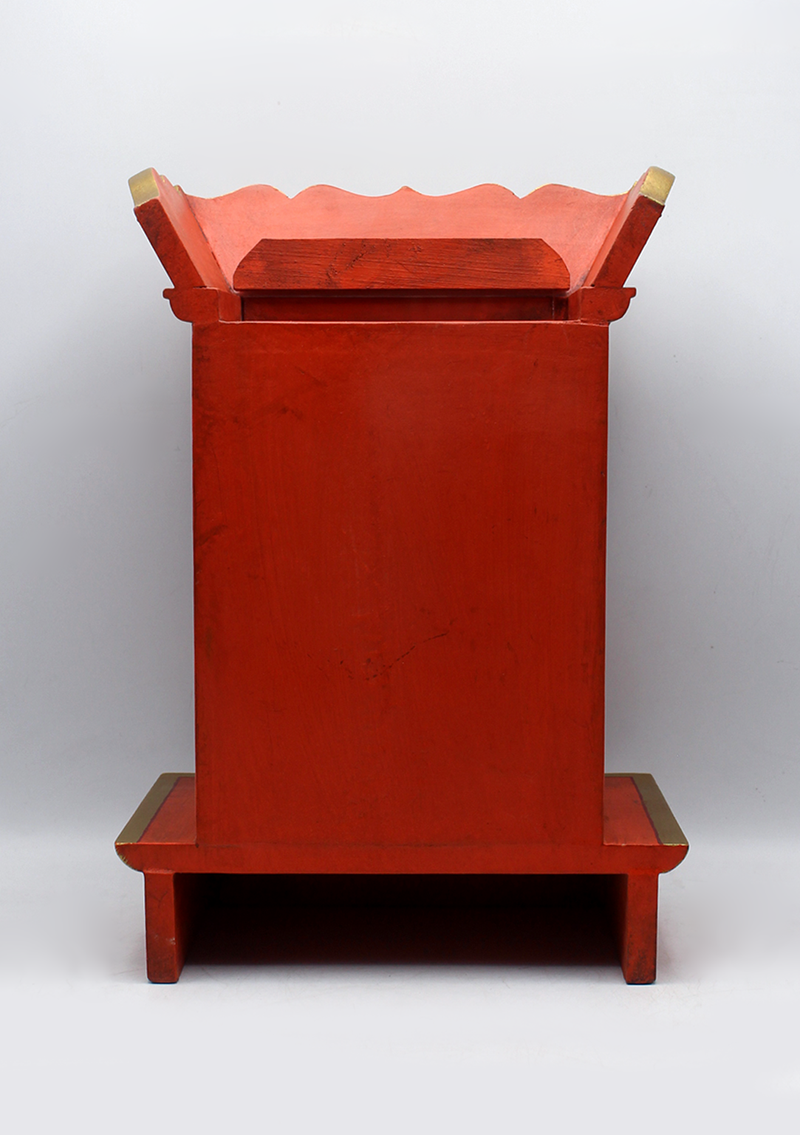 Conch Tibetan Wooden Shrine Altar Box with Glass