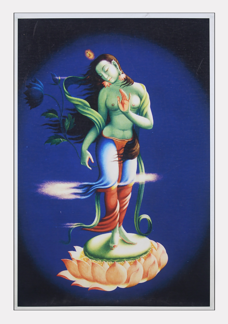 Standing Green Tara Thangka Print on Canvas