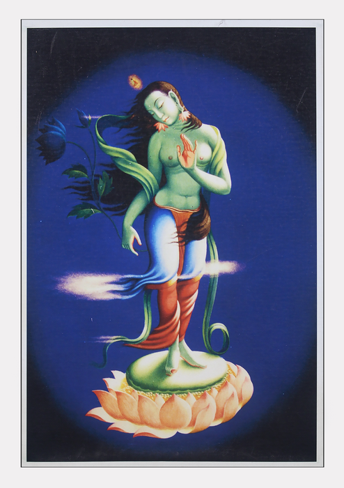 Standing Green Tara Thangka Print on Canvas