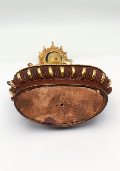 Partly Gold Plated White Tara Statue 6.5"H