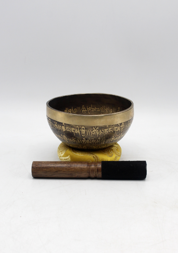 Om Mani Itching Tibetan  Singing Bowl 4"