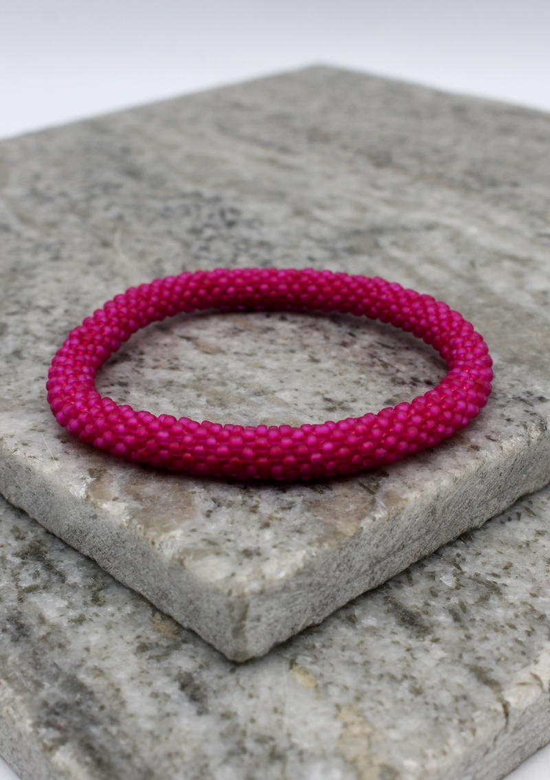 Royal Pink  Nepalese Roll on  Beads Bracelet