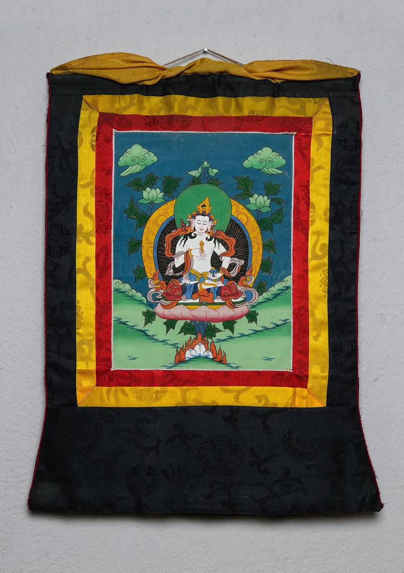 Vajrasattva Thangka Painting with Brocade