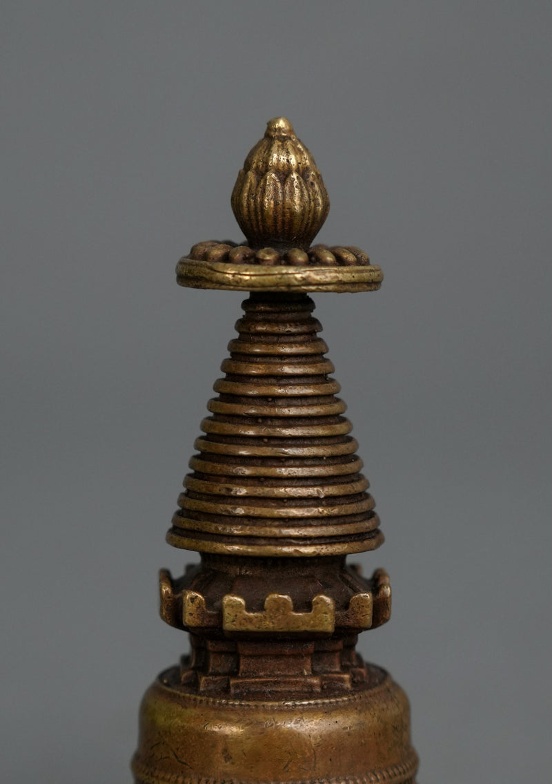Brass Tibetan Chorten Stupa 4.25"H