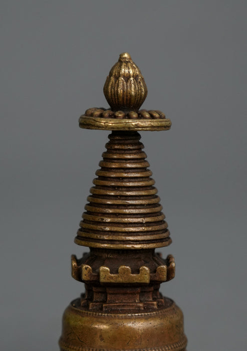 Brass Tibetan Chorten Stupa 4.25"H