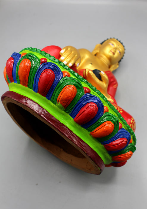 Handpainted Ceramic Shakyamuni Buddha Statue 14" H