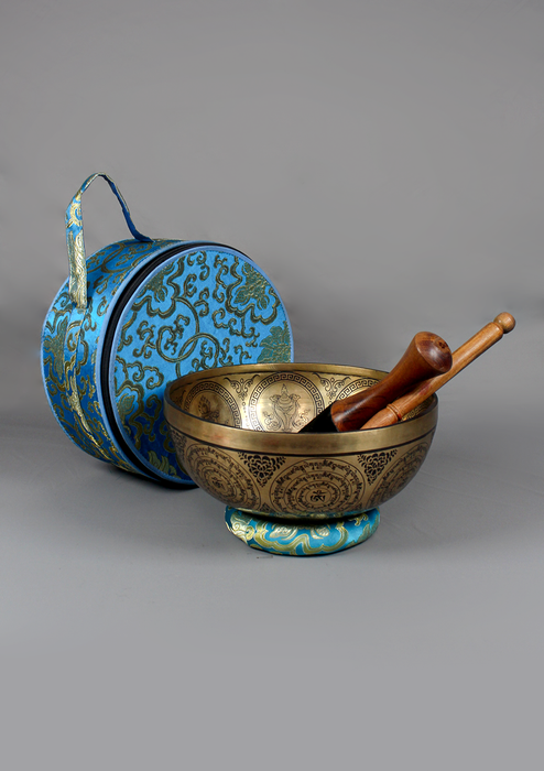 Hand Painted Chenrezig Singing Bowl C Note Blue