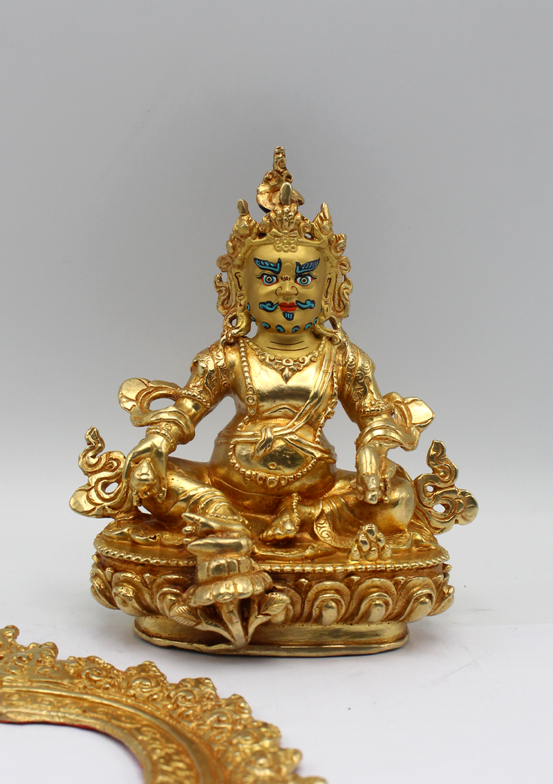 Jambhala God of Wealth 24 K Gold Statue Kubera
