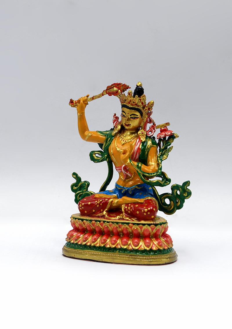Hand-Painted Manjushri Statue By Menu Shakya