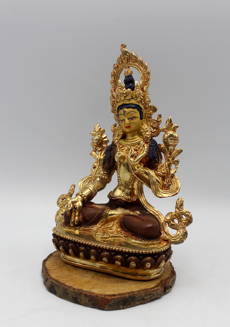Gold Plated White Tara Statue 6"H