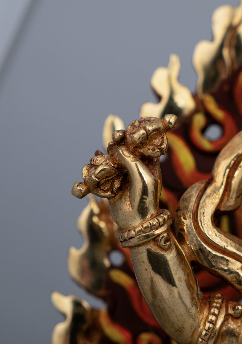 Partly Gold Plated Painted Vajrapani Statue 8" H
