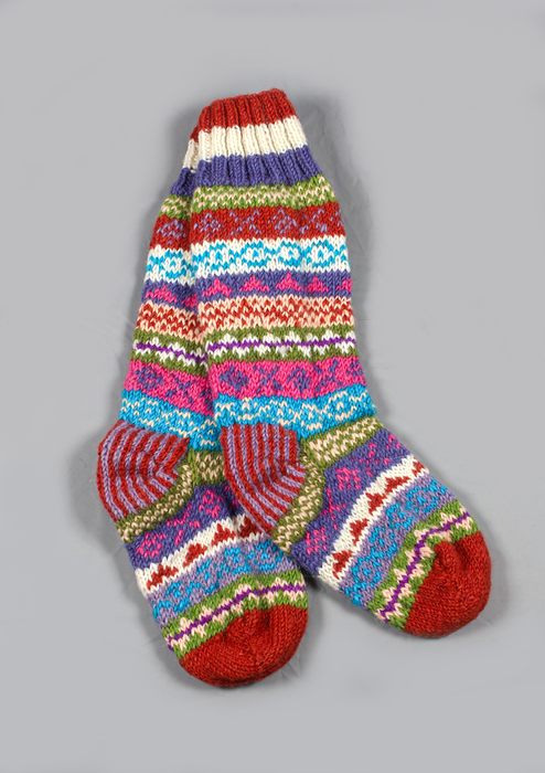 Handknitted Multicolor Woolen Knee High Socks