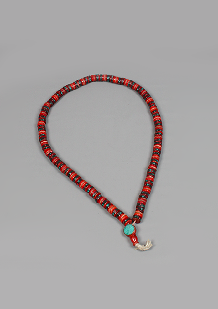 Bone Inlaid 108 Beads Red Prayer Mala