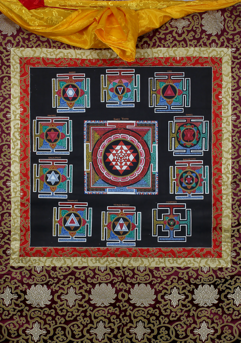 Shree Yantra Brocade Thangka Painting
