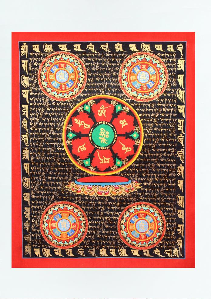 Om Mani Mantra Thangka Painting - Blue (A)
