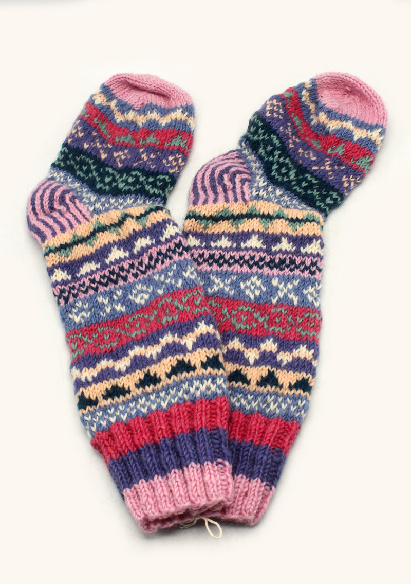 Handknitted Multicolor Woolen Knee High Socks